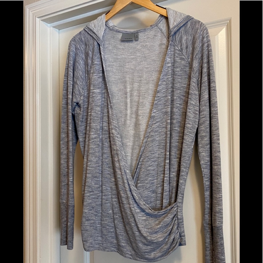 ATHLETA  Blue Grey Cross Front Hoodie